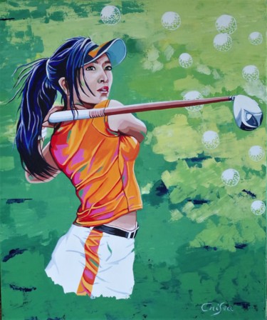 Painting titled "golfeuse brune" by Christelle Vaesken, Original Artwork, Acrylic