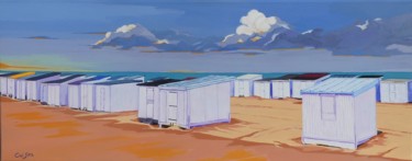 Картина под названием "un soir, plage de C…" - Christelle Vaesken, Подлинное произведение искусства, Акрил