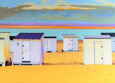 Schilderij getiteld "chalets de Calais,…" door Christelle Vaesken, Origineel Kunstwerk, Acryl