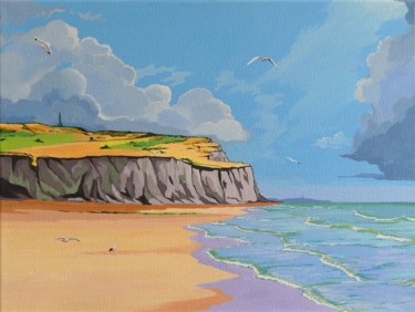 Peinture intitulée "la plage de Sangatte" par Christelle Vaesken, Œuvre d'art originale, Acrylique