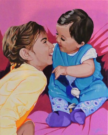 Peinture intitulée "Manel et Ines" par Christelle Vaesken, Œuvre d'art originale, Acrylique