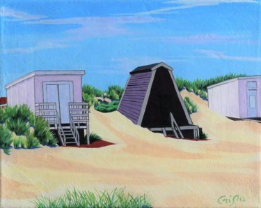 Peinture intitulée "chalets de Blériot-…" par Christelle Vaesken, Œuvre d'art originale, Acrylique