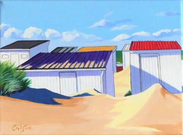 Painting titled "chalets de Blériot-…" by Christelle Vaesken, Original Artwork, Acrylic