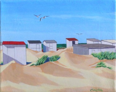 Painting titled "chalets de Blériot-…" by Christelle Vaesken, Original Artwork, Acrylic