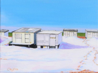 Painting titled "chalets de Blériot…" by Christelle Vaesken, Original Artwork, Acrylic