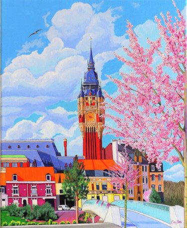 Peinture intitulée "printemps à Calais" par Christelle Vaesken, Œuvre d'art originale, Acrylique