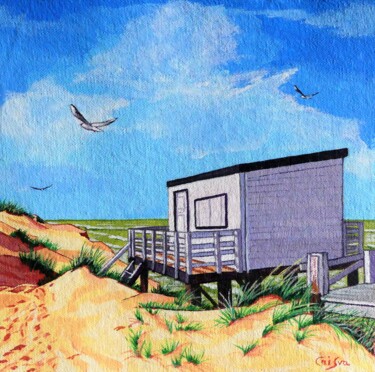 un chalet de Blériot-Plage Painting titled "un chalet de Blério…" by Christelle Vaesken, Original Art, Acrylic