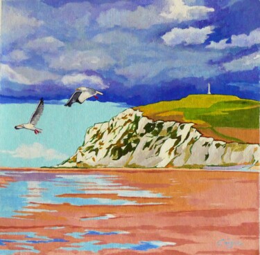 Pittura intitolato "Cap Blanc Nez et mo…" da Christelle Vaesken, Opera d'arte originale, Acrilico