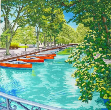 Картина под названием "Vue du pont des amo…" - Christelle Vaesken, Подлинное произведение искусства, Акрил