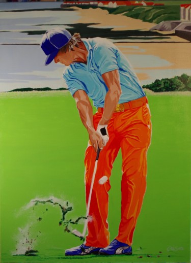 Peinture intitulée "golf à Wimereux" par Christelle Vaesken, Œuvre d'art originale, Acrylique