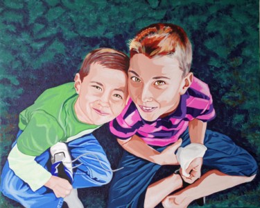 Peinture intitulée "deux frères" par Christelle Vaesken, Œuvre d'art originale, Acrylique