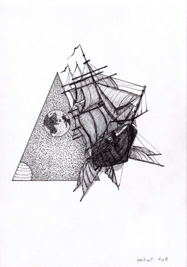 Disegno intitolato "Wanderlust 001" da Critical Matt, Opera d'arte originale, Inchiostro