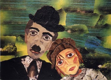 Pintura titulada "Chaplin y el pibe" por Maria Cristina Vega, Obra de arte original, Otro