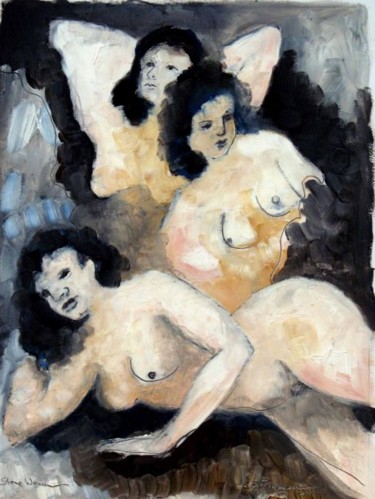 Painting titled "Stone Women" by Catherine Rogers, Original Artwork, Oil