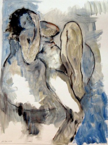 Painting titled "Studio Nude" by Catherine Rogers, Original Artwork, Oil