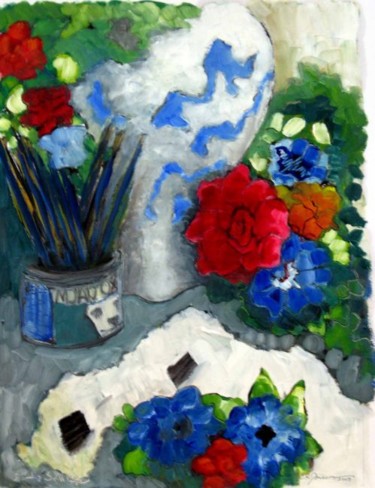 Painting titled "Studio Still Life" by Catherine Rogers, Original Artwork, Oil