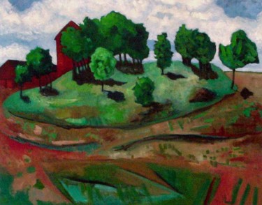 Painting titled "Sheep Hill / Aggeto…" by Catherine Rogers, Original Artwork, Oil