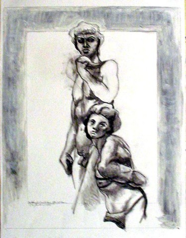 Painting titled "David and Slave" by Catherine Rogers, Original Artwork
