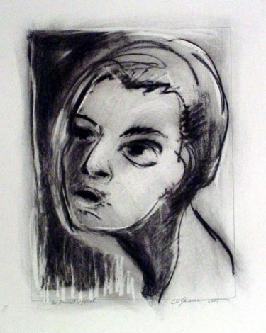 Painting titled "Charcoal Face" by Catherine Rogers, Original Artwork