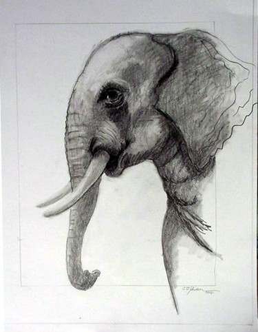 Painting titled "Elephant 2" by Catherine Rogers, Original Artwork