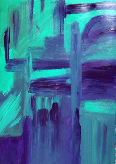 Peinture intitulée "Bleu vert" par Lrog, Œuvre d'art originale