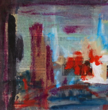 Peinture intitulée "Mégalopolis" par Simone Cros-Morea, Œuvre d'art originale, Acrylique Monté sur Carton