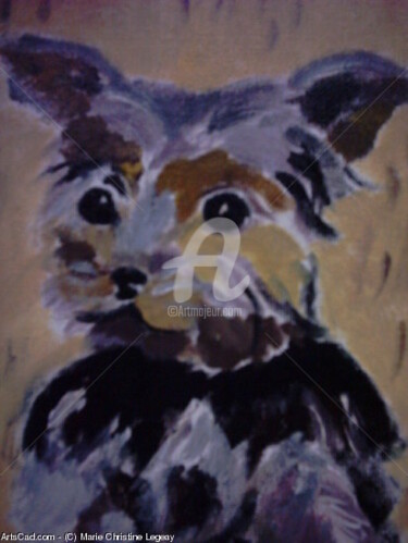 Painting titled "CHIEN" by Lodya, Original Artwork, Oil