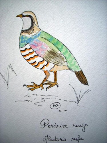 Painting titled "PERDRIX - partridge" by Lodya, Original Artwork, Oil