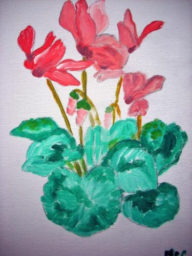 Peinture intitulée "cyclamen" par Lodya, Œuvre d'art originale, Huile