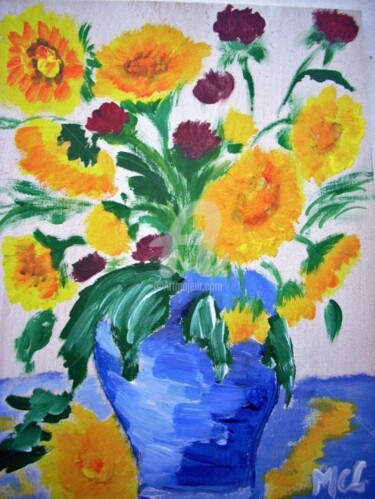 Peinture intitulée "le vase de fleurs" par Lodya, Œuvre d'art originale, Huile
