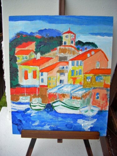 Painting titled "LE PORT" by Lodya, Original Artwork, Oil