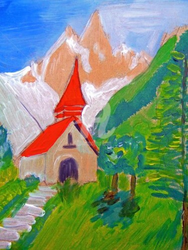 Schilderij getiteld "the alps" door Lodya, Origineel Kunstwerk, Olie