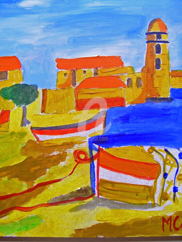 Painting titled "COLLIOURE THE HARBO…" by Lodya, Original Artwork, Oil