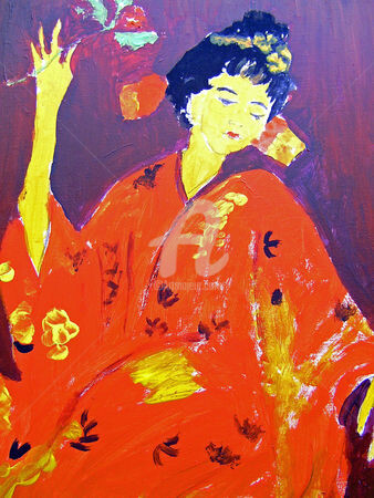 Painting titled "JAPONESE WOMAN" by Lodya, Original Artwork, Oil