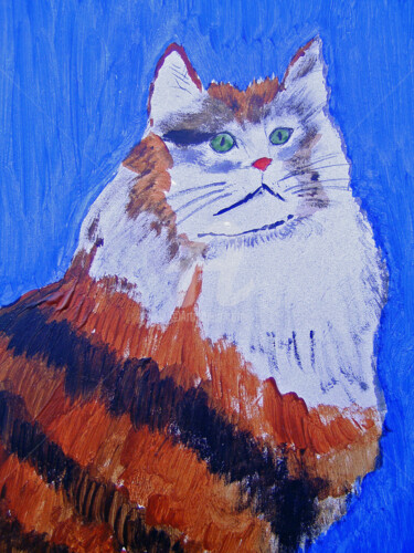 Painting titled "MISTIGRIS THE CAT" by Lodya, Original Artwork, Oil