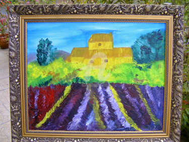 Peinture intitulée "FIELD OF LAVENDER" par Lodya, Œuvre d'art originale, Huile