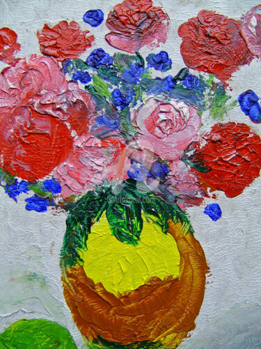 Peinture intitulée "THE VASE OF FLOWERS" par Lodya, Œuvre d'art originale, Huile