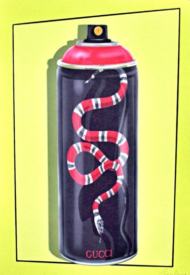 Digitale Kunst mit dem Titel "Gucci Spray Can" von Cross Magri, Original-Kunstwerk, Digitale Malerei