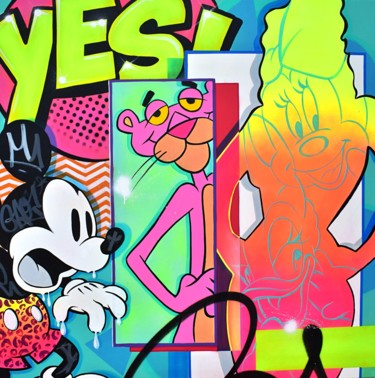 Painting titled "Yes Mickey" by Cross Magri, Original Artwork, Acrylic Mounted on Other rigid panel
