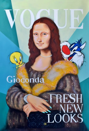 Malerei mit dem Titel "Gioconda vogue" von Cross Magri, Original-Kunstwerk, Acryl