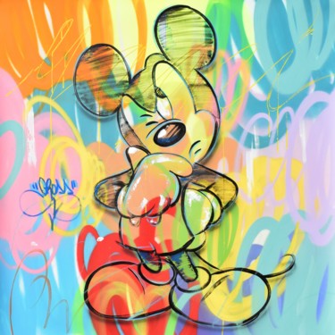 Malerei mit dem Titel "Mickey thinks" von Cross Magri, Original-Kunstwerk, Acryl