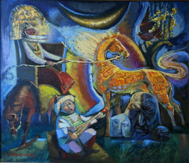 Картина под названием "Tulpar*s song" - Valeriy Krestnikov, Подлинное произведение искусства, Масло
