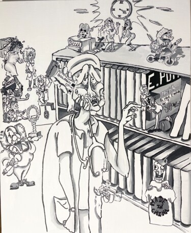 Zeichnungen mit dem Titel "La Médecine" von Cru, Original-Kunstwerk, Acryl