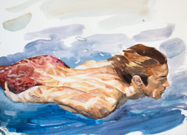Pintura intitulada "DAGARIC. - hot swim…" por Cryptid, Obras de arte originais, Guache