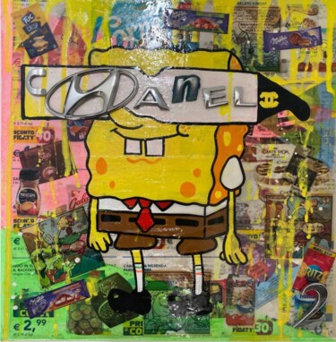 Painting titled "Sponge Chanel due" by Crys, Original Artwork, Acrylic Mounted on Wood Stretcher frame