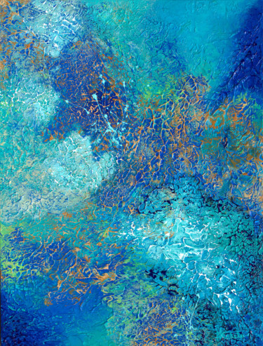 Painting titled "Tide Pools" by Nancy Eckels, Original Artwork, Acrylic Mounted on Wood Stretcher frame