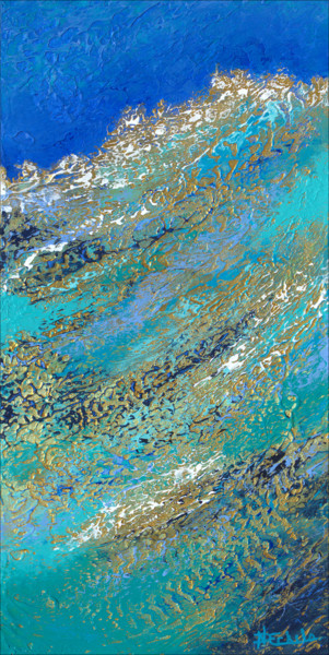 Painting titled "Sea Sparkle 2" by Nancy Eckels, Original Artwork, Acrylic Mounted on Wood Stretcher frame