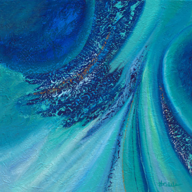 Painting titled "Cool Flow" by Nancy Eckels, Original Artwork, Acrylic Mounted on Wood Stretcher frame