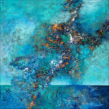Painting titled "Blue Smoke" by Nancy Eckels, Original Artwork, Acrylic Mounted on Wood Stretcher frame