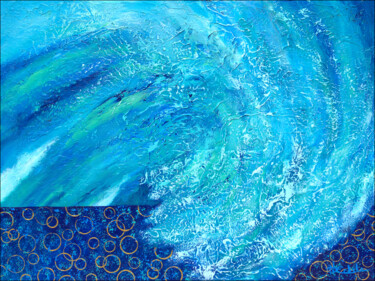Painting titled "Bubbly at the Beach" by Nancy Eckels, Original Artwork, Acrylic Mounted on Wood Stretcher frame